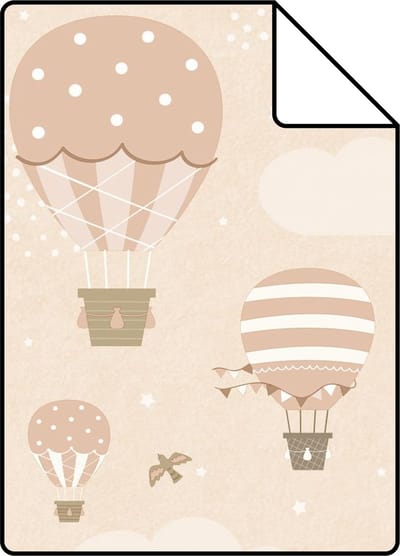 Proefstaal ESTAhome behang luchtballonnen licht terracotta - 26.5 x 21 cm - 131346-S