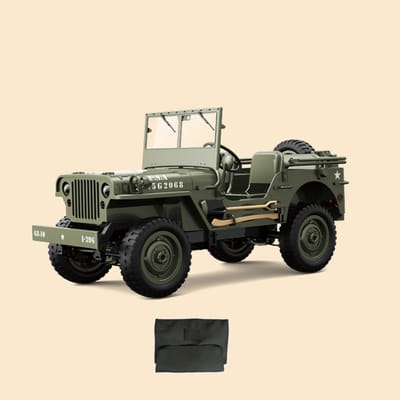 JJRC C8815 RC Auto 1:12 4WD Offroad Militair Model – 2.4G Afstandsbediening, LED Verlichting, 7.4V Li-ion Accu – 6 km/h – Standaard + Dak