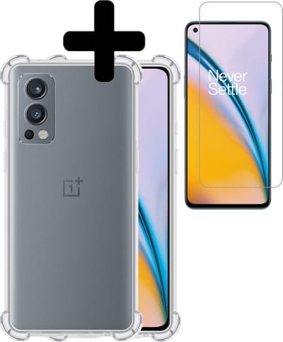 Hoesje - Met Screenprotector - Geschikt voor OnePlus Nord 2 - Sterk & Shockproof - Siliconen Case - Back Cover - Telefoon Hoes - Shock Proof - Telefoonhoesjes - Transparant