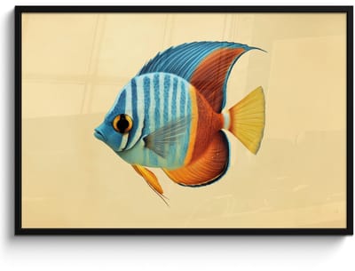 Poster in lijst - Fotolijst 120x80 cm - Posters - Vis - Vinnen - Blauw - Ogen - Posterlijst zwart - Decoratie - Wanddecoratie woonkamer - Muurdecoratie slaapkamer