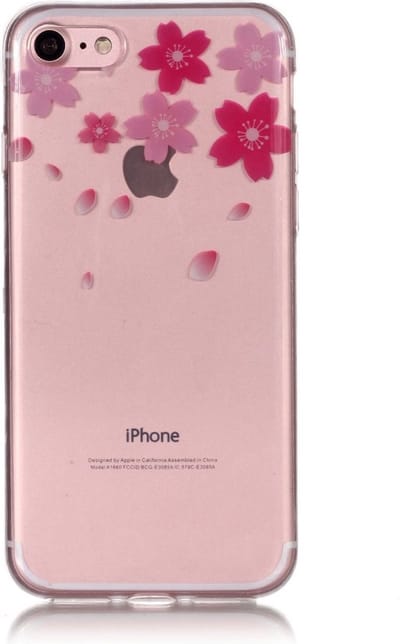 Peachy Flexibele Doorzichtige Bloemen Case geschikt voor iPhone 7 8 SE 2020 SE 2022 - Roze