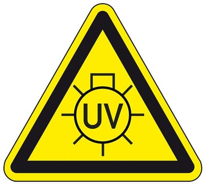 Waarschuwingsbord UV licht - kunststof 100 mm