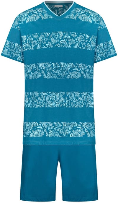Pastunette - Shortama - Ocean Flower - Katoen - Blauw - Maat XXL