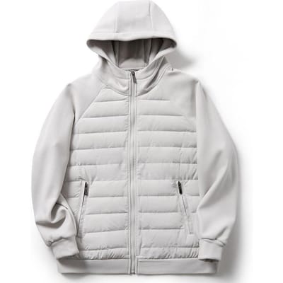 Heren Herfst Dons Herfst en Winter Donsjack Effen Kleur Eenvoudige Splicing Losse Jas met Capuchon 3XL white