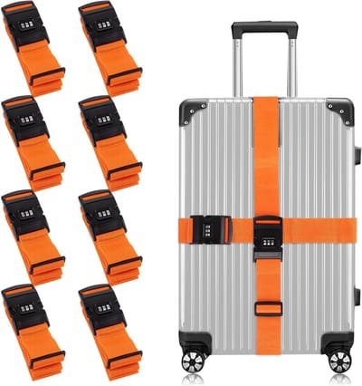 Set van 8 hoogwaardige bagagestraps van nylon, 5 x 200 cm, ideaal voor veilig reizen en organiseren van bagage
