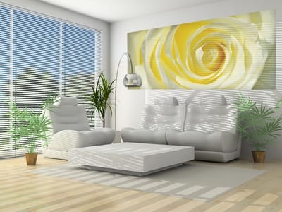 Rose Flower White Yellow Photo Wallcovering