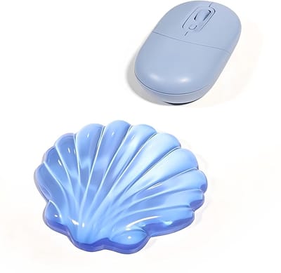 SnelShoppen - Blauwe Schelp Muispad Gel Polssteun - Ergonomische Muisonderlegger - Klein Pad Met Handsteun - Doorzichtig Muismat Voor Thuiswerkplek -
