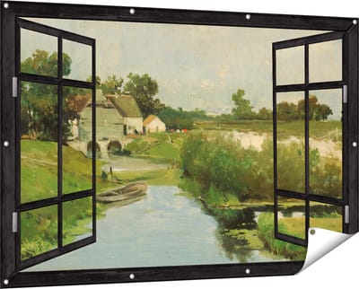 Gards Tuinposter Doorkijk Zomerdag - Johan Hendrik Weissenbruch - 150x100 cm - Tuindoek - Tuindecoratie - Wanddecoratie buiten - Tuinschilderij