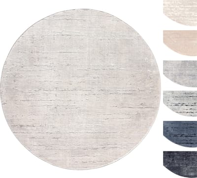 Modern Laagpolig Vloerkleed Rond – 120 cm – Lichtgrijs – Premium Woonkamer Tapijt – Geschikt voor Vloerverwarming