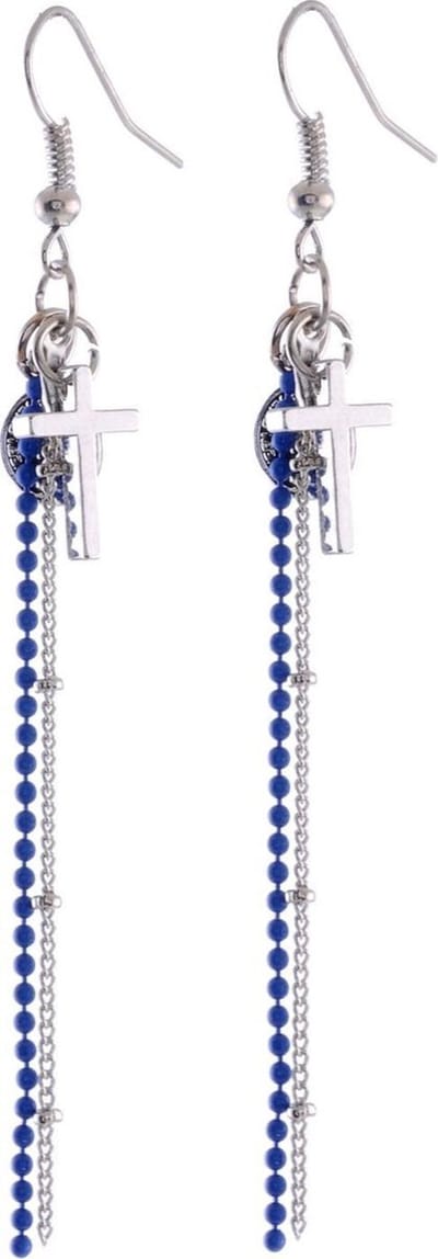 Behave - Oorbellen hanger blauw kruis munt - Urban stijl avondlook