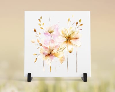 Tegeltje met tekst/afbeelding - Bloemen 01. - 15x15 cm - tegeltje met afbeelding, cadeau, tegeltje, tegeltjes met tekst, tegeltje met spreuk, spreuktegels, woonaccessoires