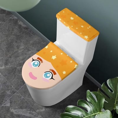 Toiletdeksel Set - Cartoon Print - Badkamer Decoratie - Elastische Rand - Universele Pasvorm