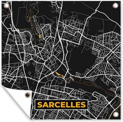 Tuin poster Plattegrond – Sarcelles – Stadskaart – Kaart – Frankrijk - 200x200 cm - Tuindoek
