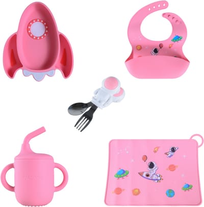 Sproudsy Serviesset Space - Kinderservies - Kraamcadeau - Baby - 5-delig - Rose Quartz