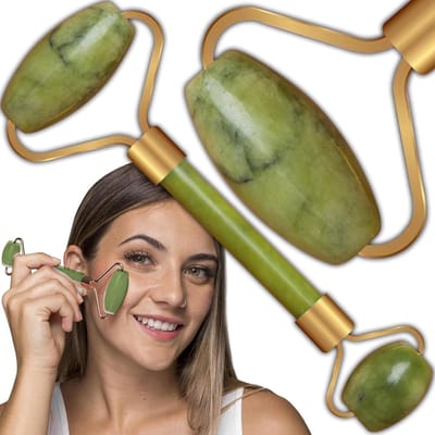 Retoo Jade Roller - Gezichtsmassage roller voor huidverzorging en anti-aging behandeling - Huidversteviging - Gezichtsroller - Huidverzorging apparaat