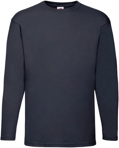 T-shirt Fruit Of The Loom Valueweight Lange Mouw Blauw - S