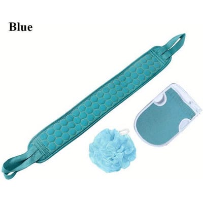 3 stuks exfoliërende badhanddoekenset exfoliërende handschoenen badbloem terug scrubber bad douche loofah spons dode huid verwijderaar badkameraccessoires blauw