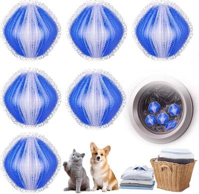Pluisballen - Wasmachine Huisdierhaarverwijderaar - Herbruikbaar - Wasmachine Pluisballen - Wasmachine Haarverzamelaar - Pluisverwijderaar - Huisdierhaar Wasballen - Wasmachine Pluisballenverzamelaar voor Kleding en Beddengoed - Blauw - 6 stuks