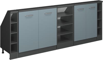 Vicco R-Line Keukenkast voor schuine wand – 210 cm Set van 5 Blauw-grijs/antraciet