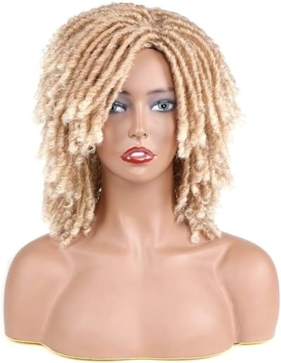 Dreadlock Peruk voor Volwassenen - Synthetische Afro Krullende Haarstijl voor Halloween, Feest en Dating (Blond)