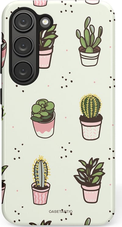 Casetastic Hoesje Geschikt voor Samsung S23 - Stijlvolle Beschermende Duo-layer Case - Familie Cactus