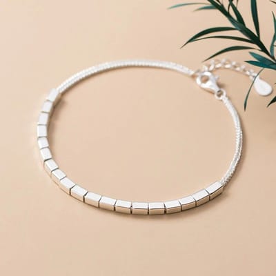 Bracelets à breloques carrées en argent Sterling 925 pour femmes et filles, bijoux de fête de mariage, cadeaux d'amitié, Pulseira sl463 white