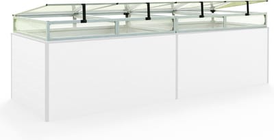Moestuinbak opzetstuk van aluminium en polycarbonaat Tuinkas plantenbak voor tuin, balkon, met dakvenster kleppen, UV en weerbestendig, 77 x 297 cm