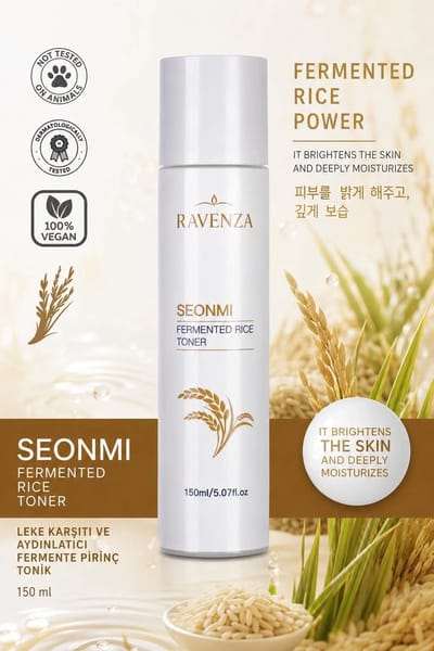 Ravenza Seonmi Fermented Rice Toner 150 ml – Rijstferment Toner met Hyaluronzuur, Centella & Aloë Vera – Hydraterende Gezichtstoner voor Stralende Huid