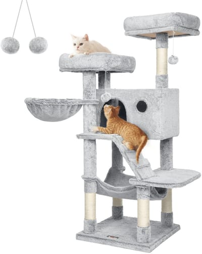Golaro Krabpaal - Katten krabpaal - Kattenboom - Kattenmeubel - Stabiel Klimmeubel met Huisje en Relaxmand - Grijs/Blauw