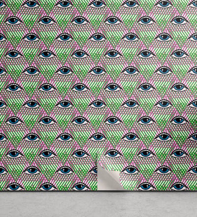 ABAKUHAUS Psychedelisch aftrekbaar en zelfklevende behang voor thuis, zelfklevende woonkamer-keukenaccent, 33 cm x 250 cm, fuchsia groen en blauw
