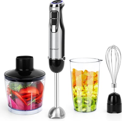 Aigostar Staafmixer - 4 in 1 Staafmixer set - Incl Hakmolen, Maatbeker en Garde/Klopper - 1000W - RVS