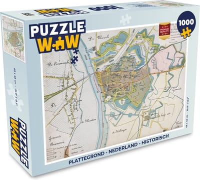 Puzzel Plattegrond - Nederland - Historisch - Legpuzzel - Puzzel 1000 stukjes volwassenen - Stadskaart