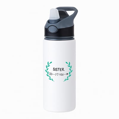 Hacebo® - sister I love you waterfles met rietje zwart - Zus - de liefste zus - verjaardag - cadeautje voor zus - zus artikelen - kado - geschenk - water fles - 650ML