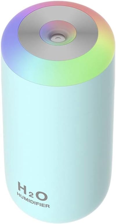 Mini Luchtbevochtiger - Ultrasone Plantensproeier - 7-Kleuren LED Nachtlampje - Stil 30 dB - Draagbaar Bureau - USB Aansluiting - 350ml Tank - Voor Slaapkamer Kantoor Reizen