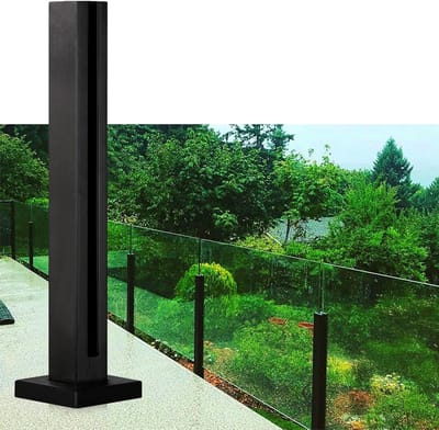 Leuning Paal - Glazen Hek - Balkon Afschermen - Roestvrij Staal - 10/12mm Glas - Zilverkleurig