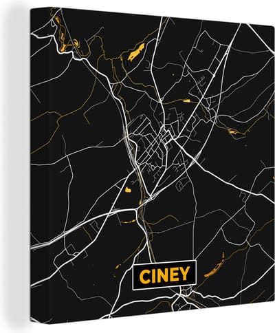 Canvas Schilderij Plattegrond - Kaart - Ciney - Stadskaart - Goud - 20x20 cm - Wanddecoratie