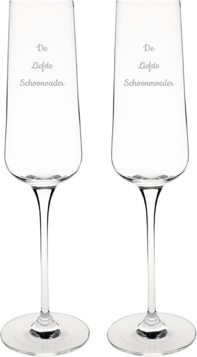 Gegraveerde Champagneglas 27cl De Liefste Schoonvader-De Liefste Schoonmoeder