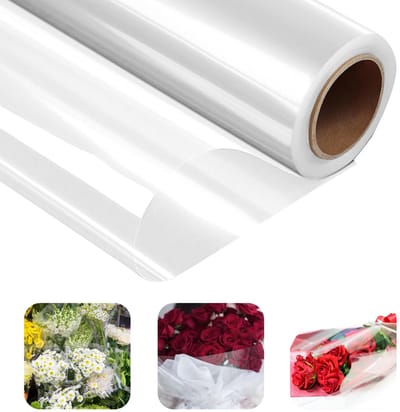 cellofaanfolie, 80 cm x 50 m, transparante cadeaufolie, 3 mm transparante cellofaanrol, rol van cellofaan, helder inpakpapier, cellofaanfolie, transparant, voor bloemen, geschenkmanden