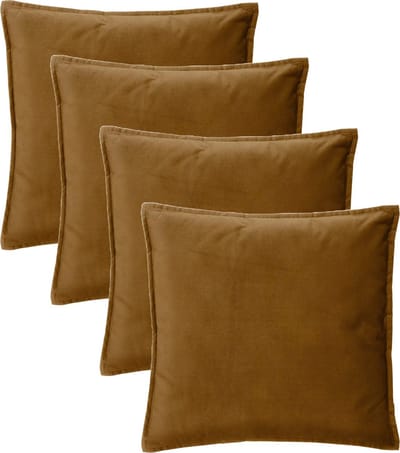 Atmosphera Bank/sierkussens huiskamer Sophia - 4x stuks - 52 x 52 cm - Goud/bruin - polyester - met rits