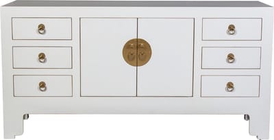 Fine Asianliving Chinese TV Kast Sneeuw Wit - Orientique Collectie B121xD37xH61cm Chinese Meubels Oosterse Kast