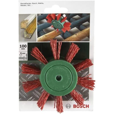 Bosch Accessories Waaierborstel voor boormachines - nylondraad met korund schuurmiddel K80, 100 mm diameter = 100 mm Schacht-Ø 6 mm 2609256543 1
