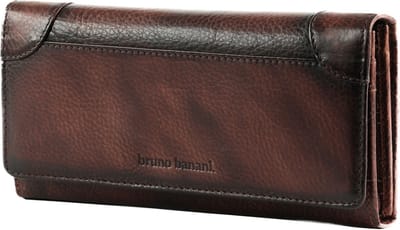 bruno banani Leren Portemonnee Wallet with Flap Brown Bruine