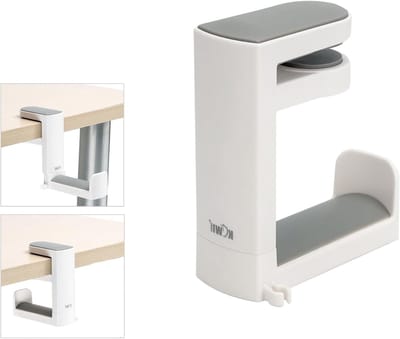 Hoofdtelefoonstandaard - Headset houder - Bureau organiseren - 360 graden draaibaar - 10-40 mm klem - Wit