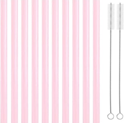 Fako Bijoux - Siliconen Rietjes Pastel XL - 10 Herbruikbare Rietjes - 25 cm - Duurzaam en Hygiënisch - 2 Schoonmaakborstels - Roze