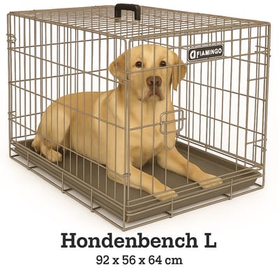 Flamingo Hondenbench L – Opvouwbare Hondenbench Auto – Hondenbench Draadkooi Taupe – 92x56x64 cm – Flamingo hondenbench Ebo Taupe