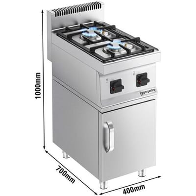 GGM Gastro Gasherd - 10 kW - 2 Brenner - inkl. Unterbau mit 1 Tür Zilver