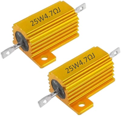Dailygoods - Dailygoody - 2 x 25 W Weerstand - Aluminium Behuizing - Draadweerstand - 4,7 Ohm - Lastweerstanden - Geschikt voor Elektronica - Compact