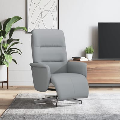 vidaXL - Fauteuil - verstelbaar - met - voetensteun - stof - lichtgrijs