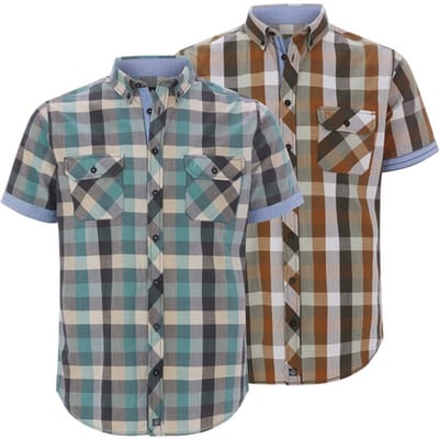 Jan Vanderstorm herren Overhemden, Set Van 2 - 45/46 - oranje - Plus Size