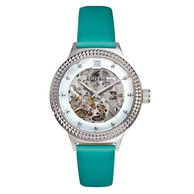 Keizerin Alice Automatisch MOP-horloge met skelet wijzerplaat en lederen band